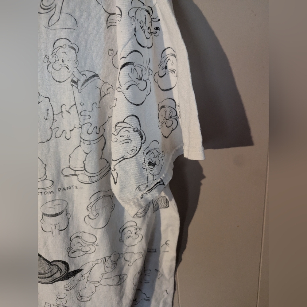 Popeye Liquid Blue T Shirt White Mens X-Large All Over Print Drawing - Picture 3 of 6
